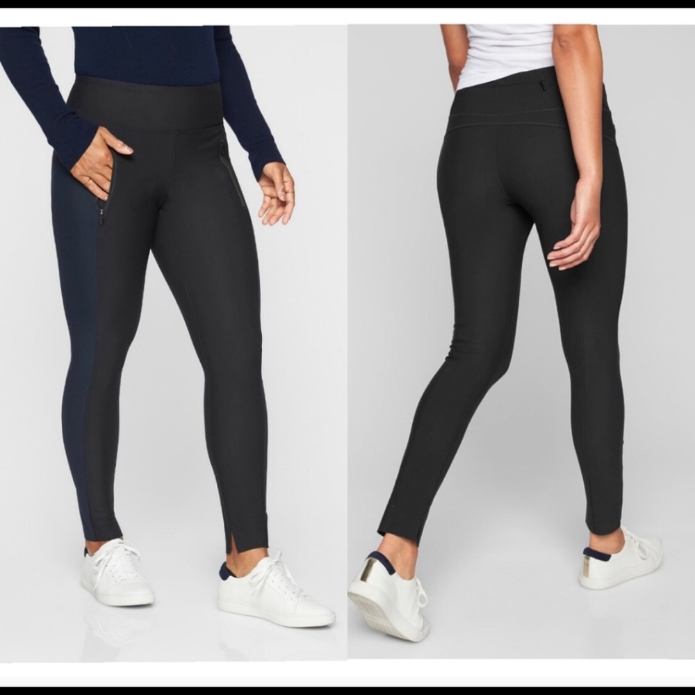 Athleta Navy Black Stellar Tight Zipper Legging